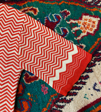 Vintage 1970s Red Zig Zag Short Sleeved Top