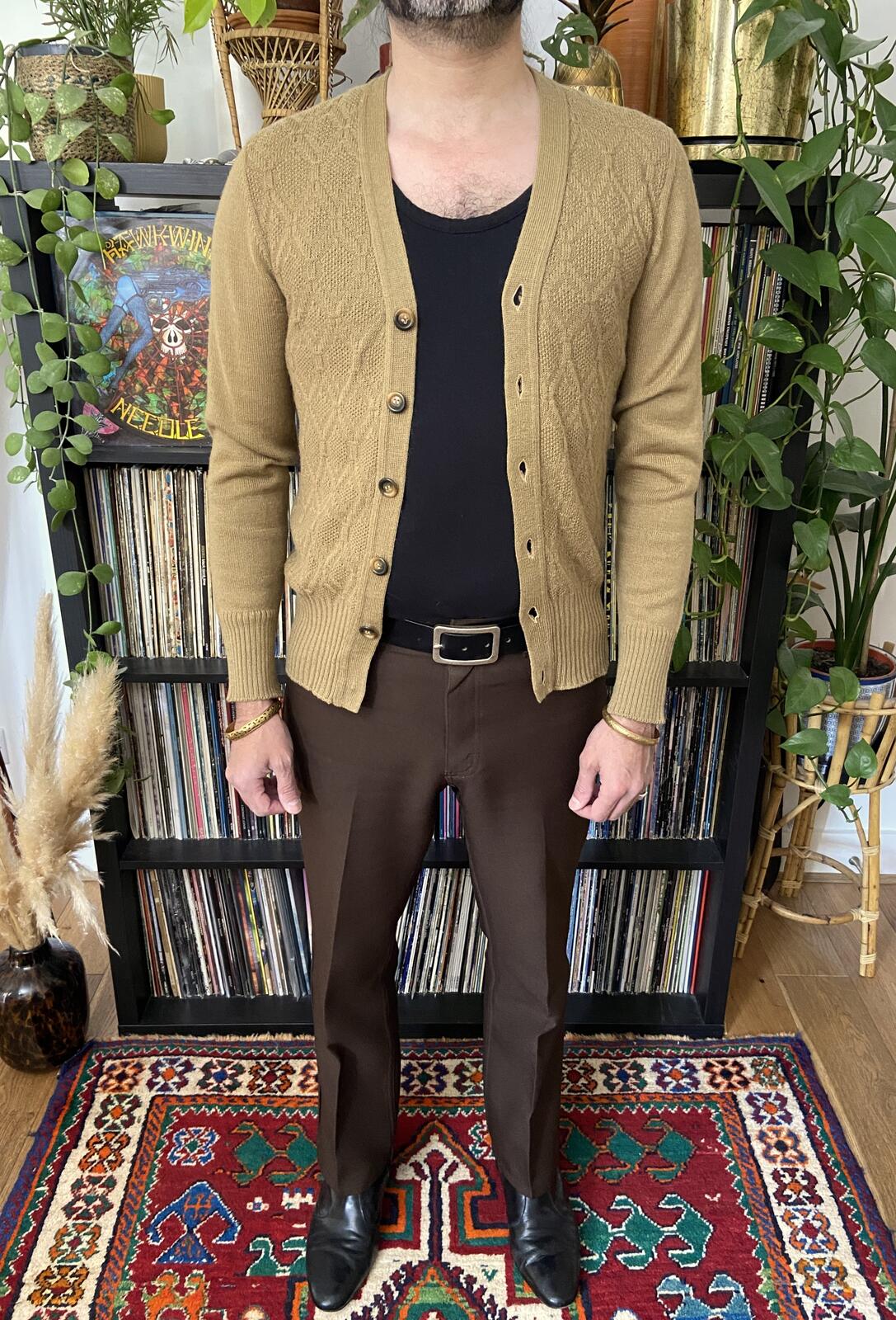 Vintage 1970s Tan Cardigan