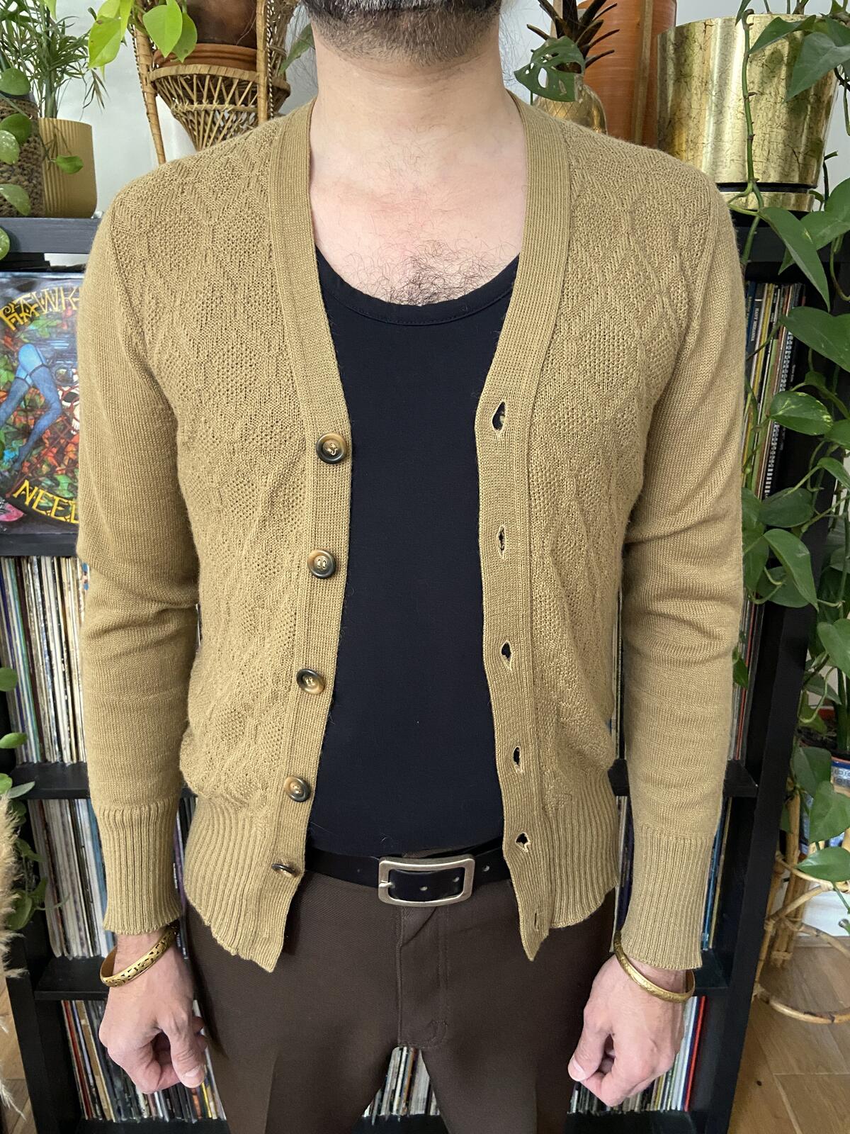 Vintage 1970s Tan Cardigan