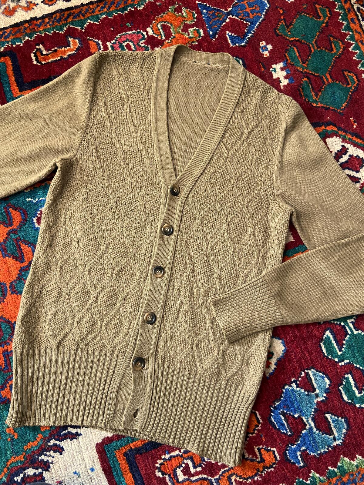 Vintage 1970s Tan Cardigan