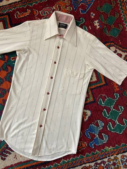 Vintage 1970s JCPenney Cream Dagger Collar Shirt