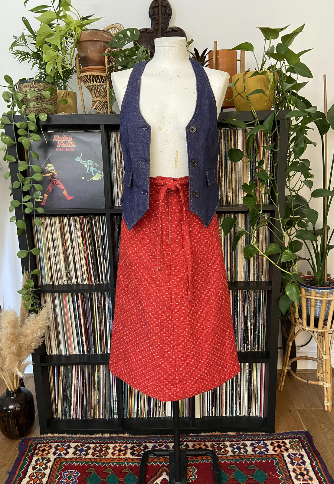 Vintage 1970s Red Quilted Skirt