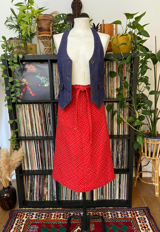 Vintage 1970s Red Quilted Skirt