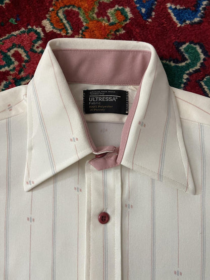 Vintage 1970s JCPenney Cream Dagger Collar Shirt