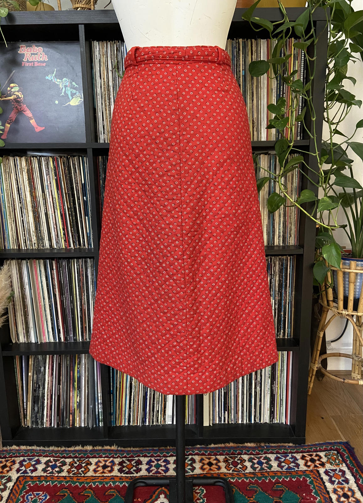 Vintage 1970s Red Quilted Skirt