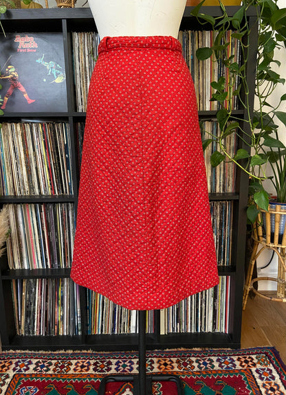 Vintage 1970s Red Quilted Skirt