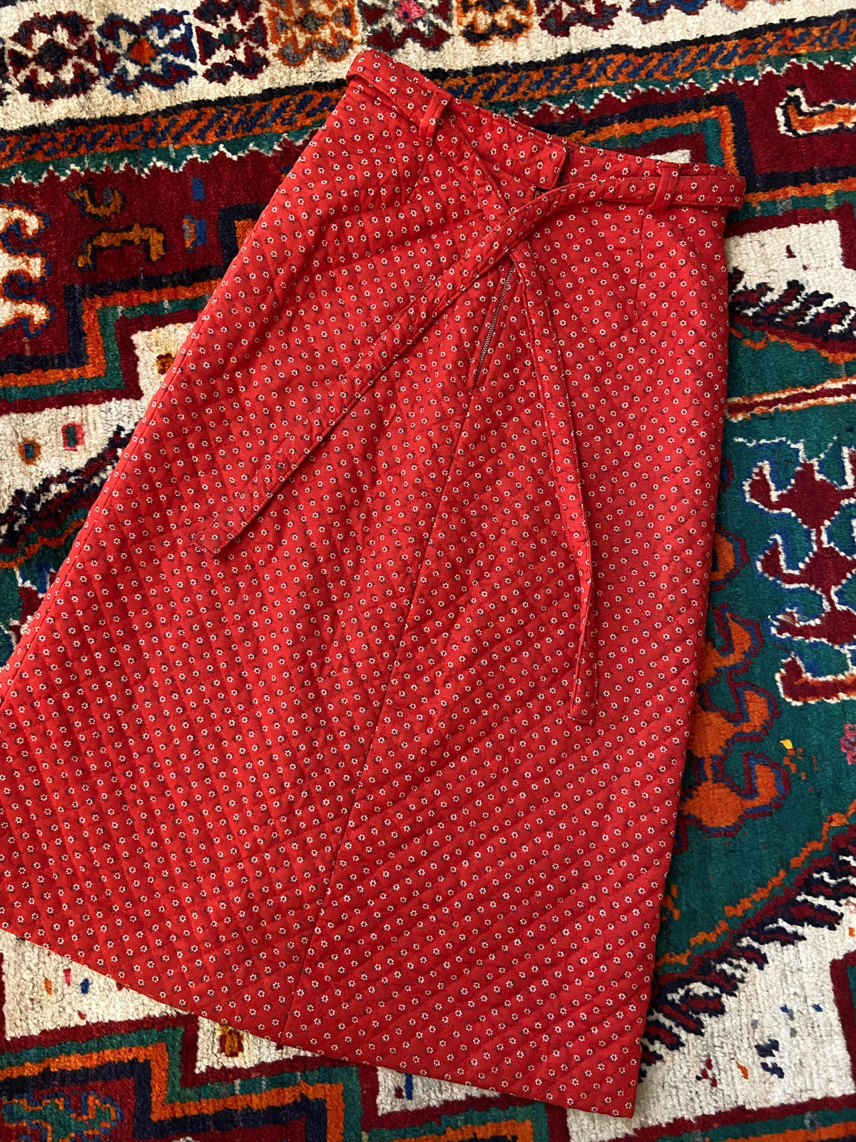 Vintage 1970s Red Quilted Skirt