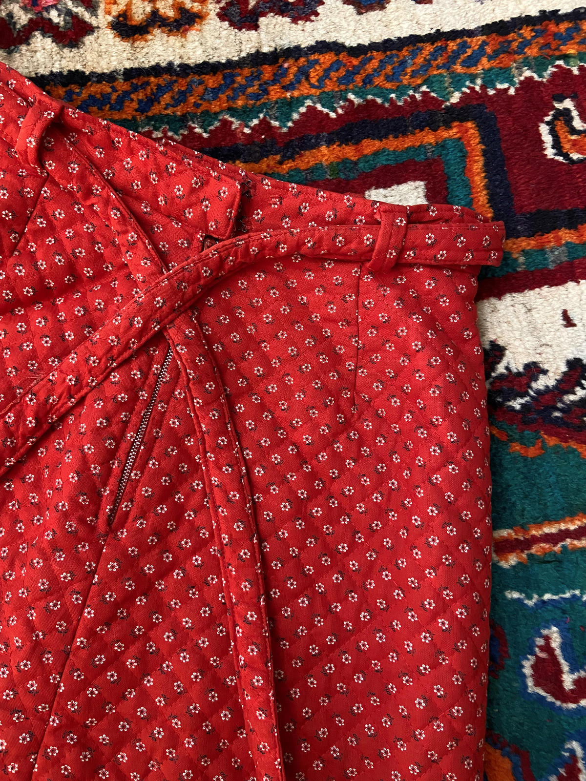 Vintage 1970s Red Quilted Skirt