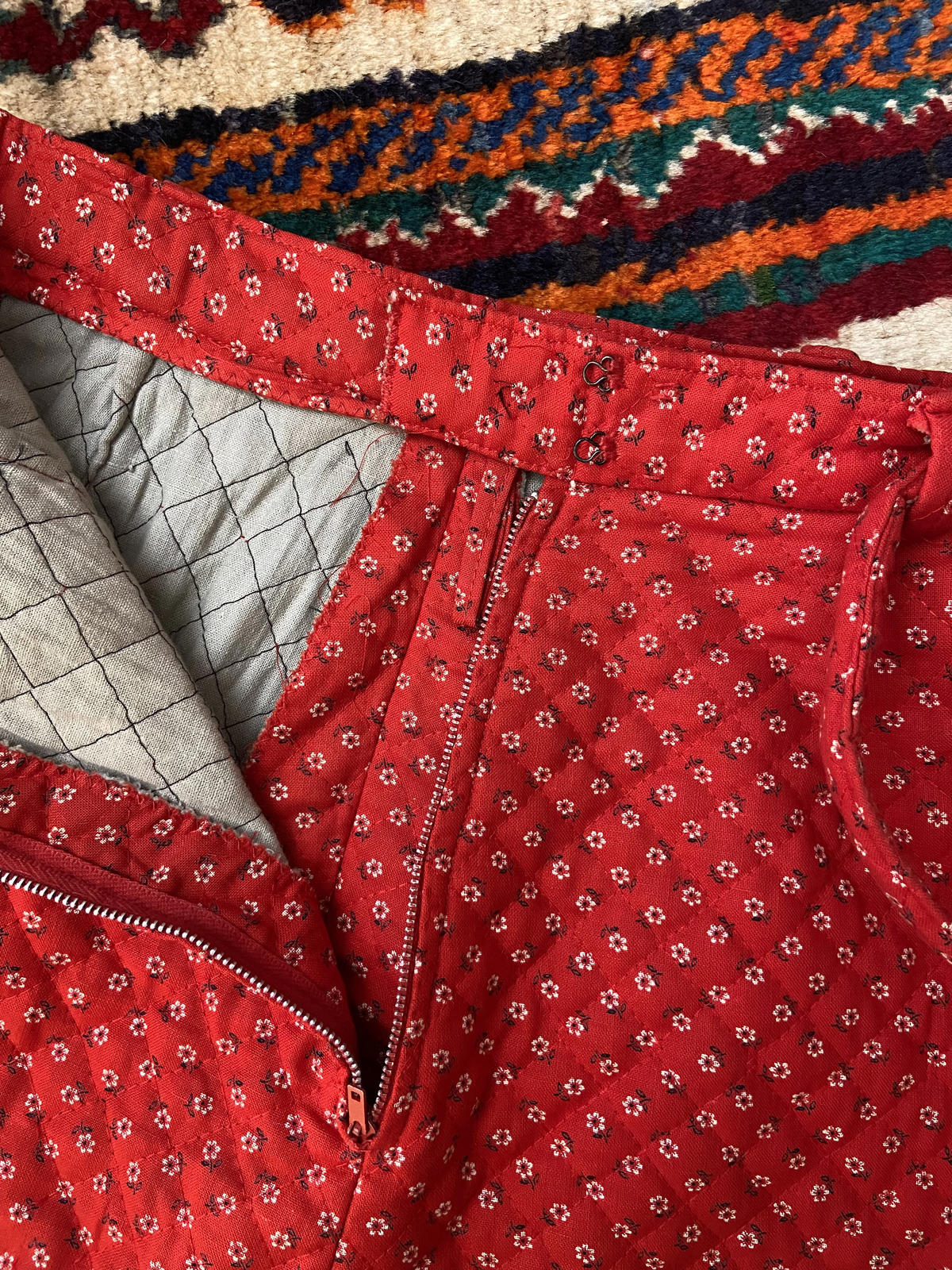 Vintage 1970s Red Quilted Skirt