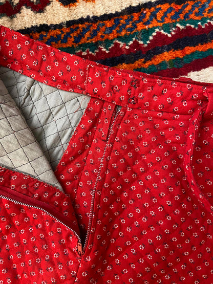 Vintage 1970s Red Quilted Skirt