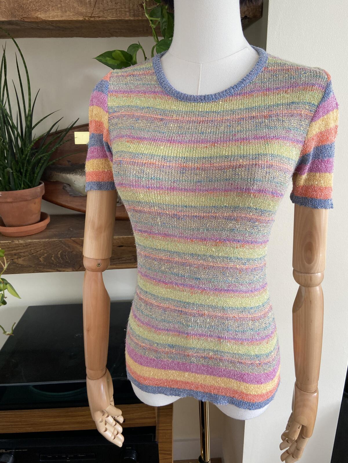 Vintage 1970s Candy Striped Knit Top