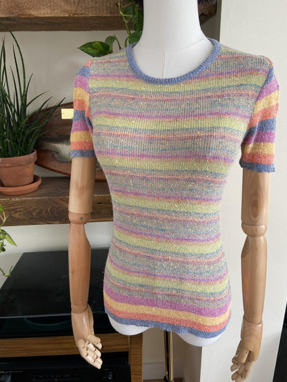 Vintage 1970s Candy Striped Knit Top