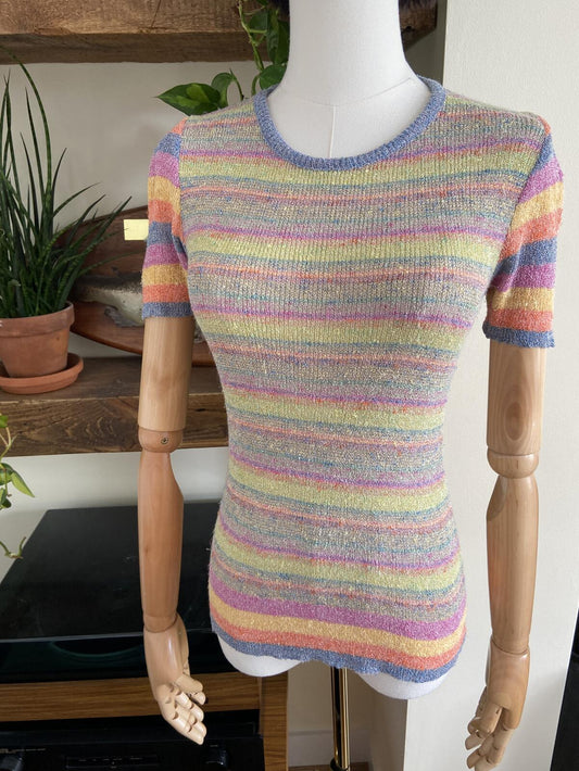 Vintage 1970s Candy Striped Knit Top
