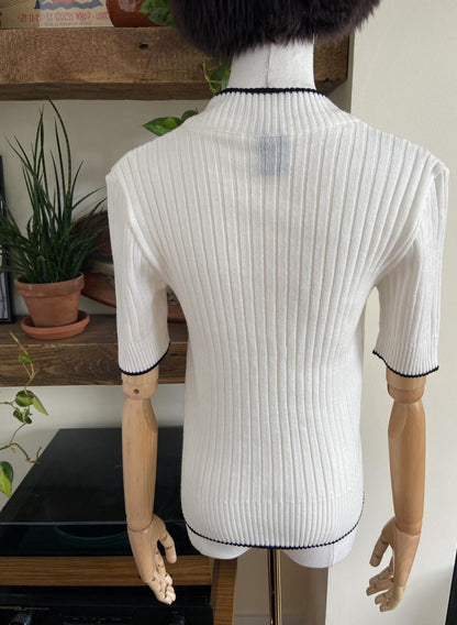 Vintage 1980s Cream C&A Short Sleeve Cardigan