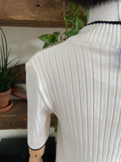 Vintage 1980s Cream C&A Short Sleeve Cardigan