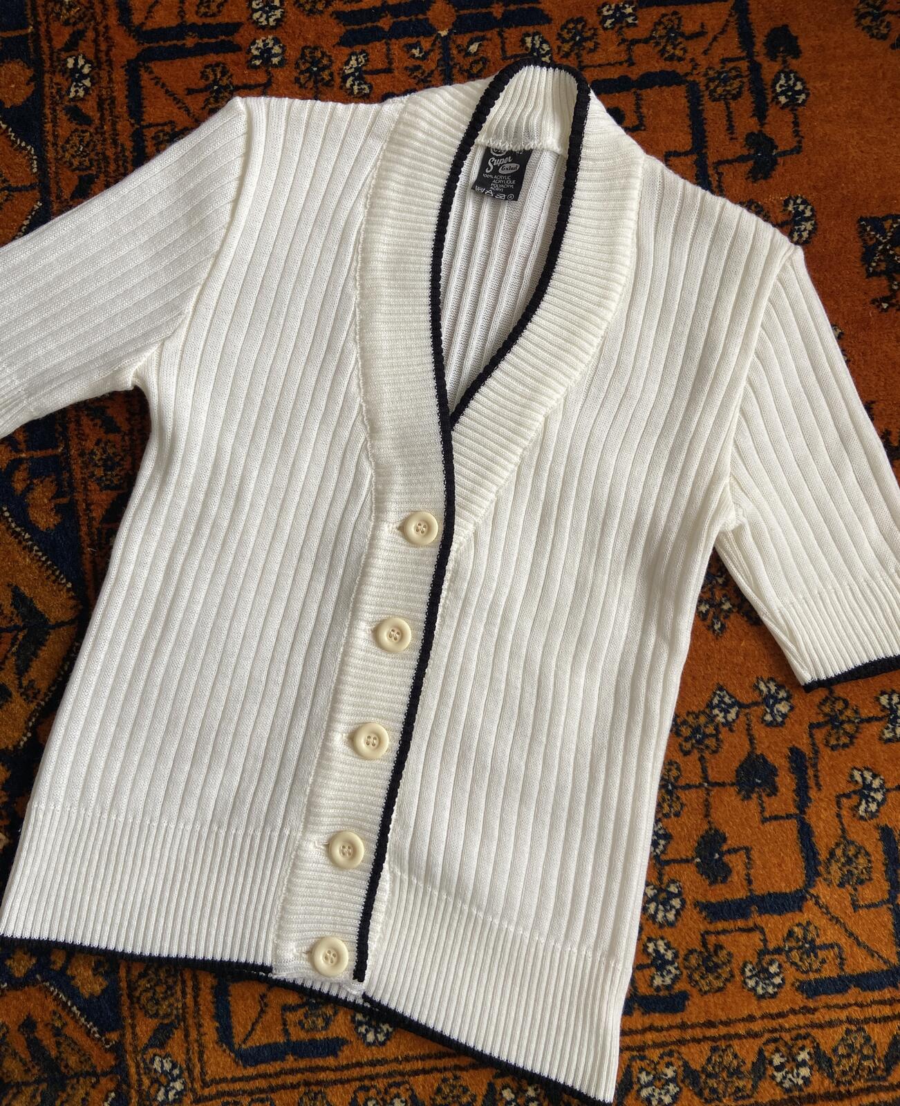 Vintage 1980s Cream C&A Short Sleeve Cardigan
