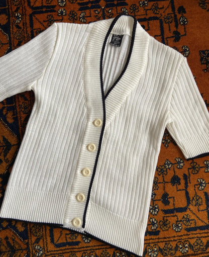 Vintage 1980s Cream C&A Short Sleeve Cardigan