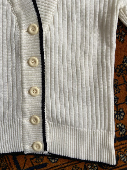 Vintage 1980s Cream C&A Short Sleeve Cardigan