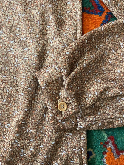 Vintage 1970s Purple Floral Lace Trim Shirt