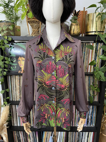Vintage 1970s Dusty Aubergine Two-Piece Skirt Set