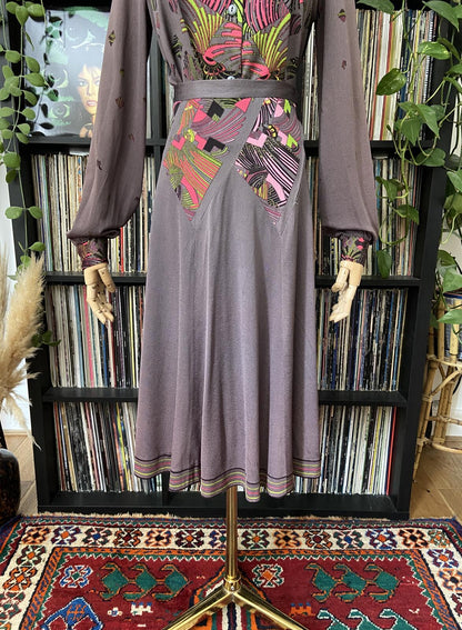 Vintage 1970s Dusty Aubergine Two-Piece Skirt Set