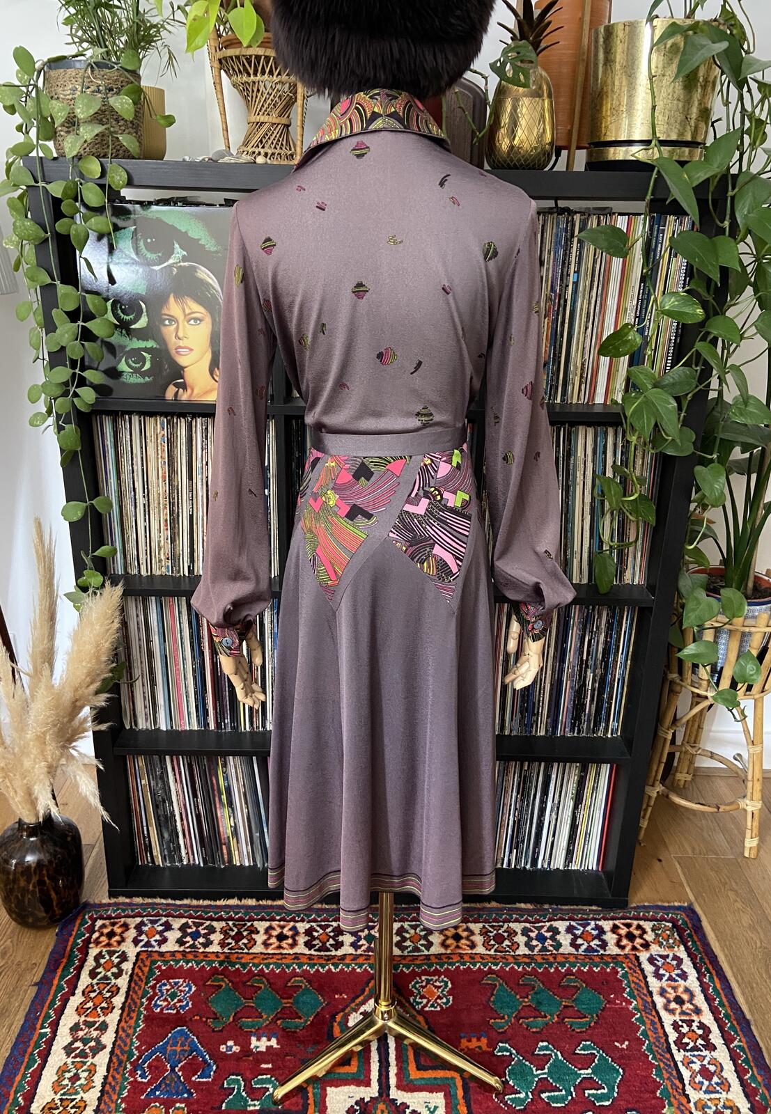 Vintage 1970s Dusty Aubergine Two-Piece Skirt Set