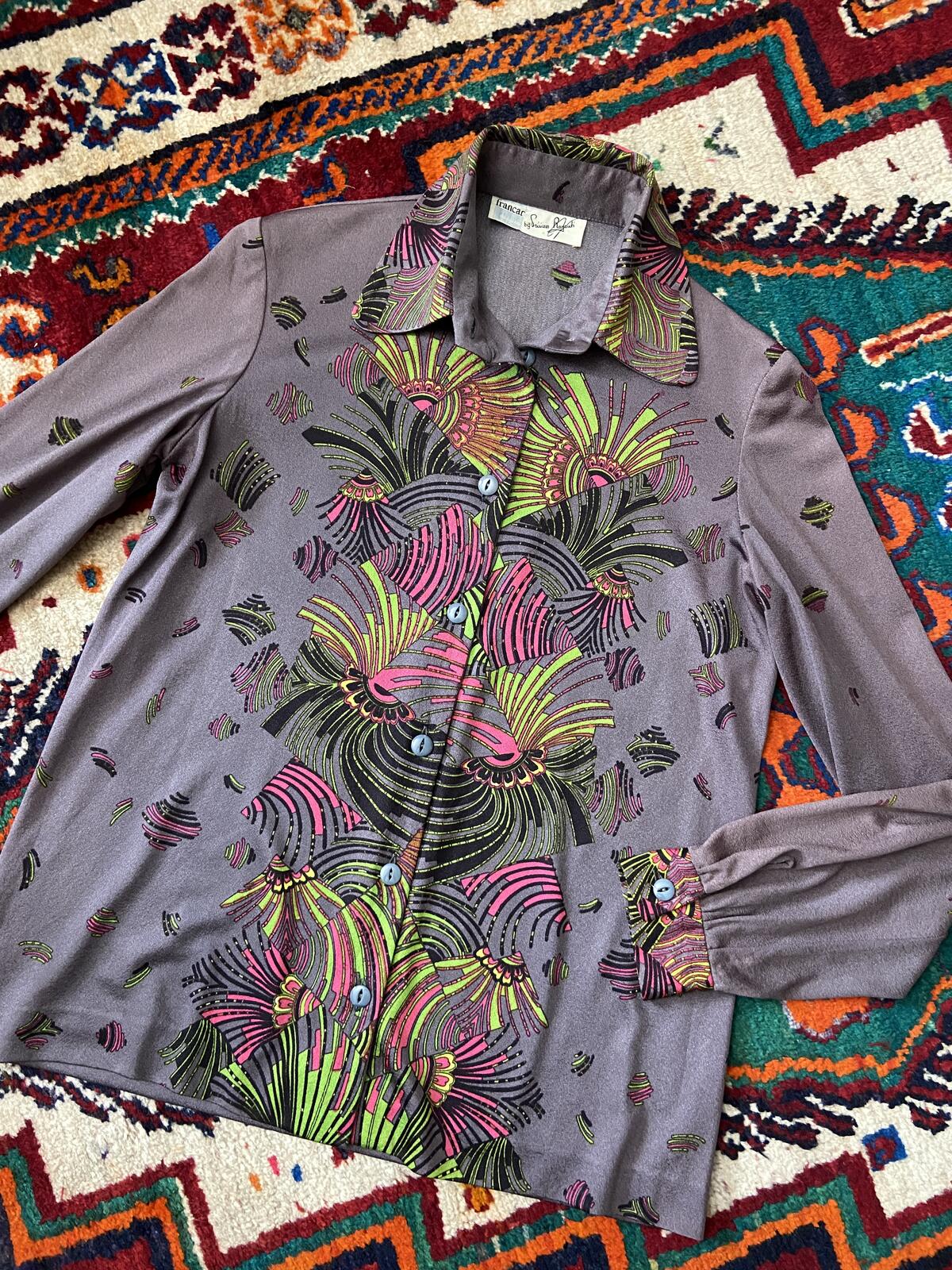 Vintage 1970s Dusty Aubergine Two-Piece Skirt Set