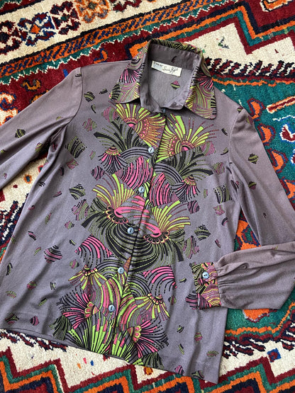 Vintage 1970s Dusty Aubergine Two-Piece Skirt Set