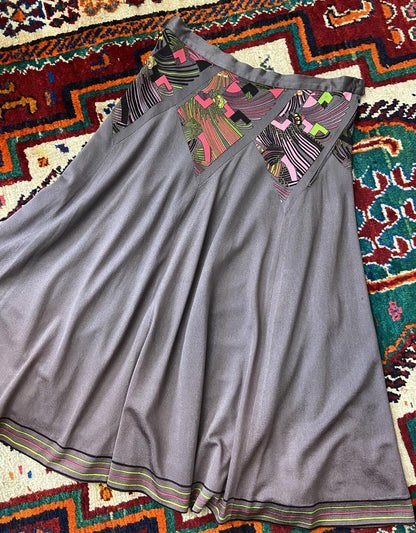 Vintage 1970s Dusty Aubergine Two-Piece Skirt Set