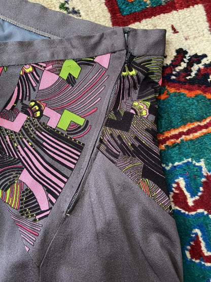 Vintage 1970s Dusty Aubergine Two-Piece Skirt Set