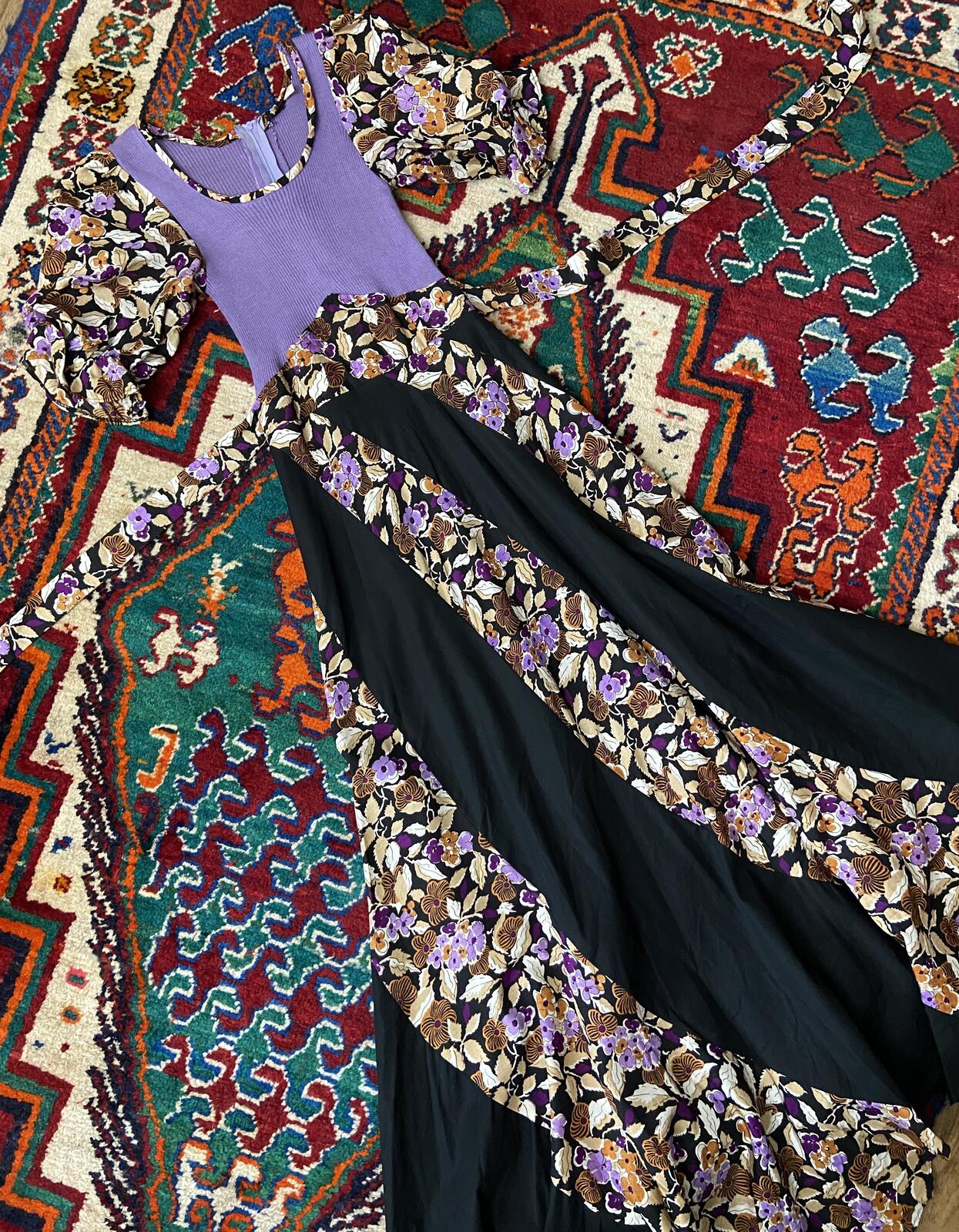 Vintage 1970s Purple Bohemian Maxi Dress