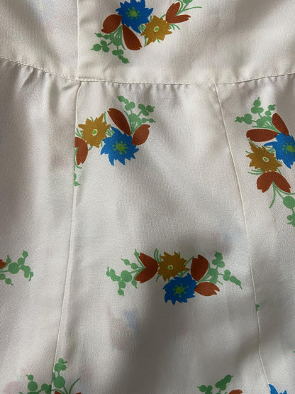 Vintage 1970s Cream Floral Maxi Dress