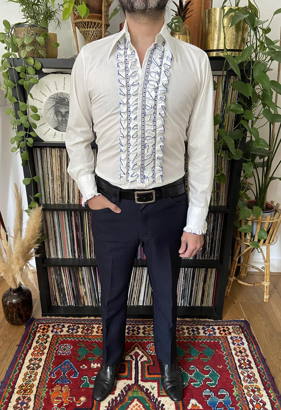 Vintage 1970s After Six White Ruffle Shirt