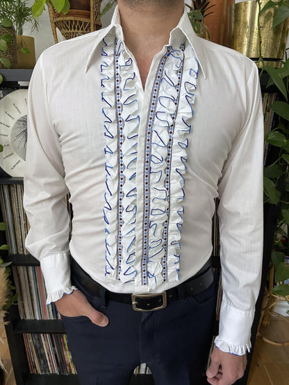 Vintage 1970s After Six White Ruffle Shirt