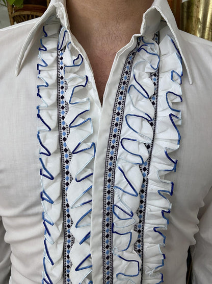 Vintage 1970s After Six White Ruffle Shirt