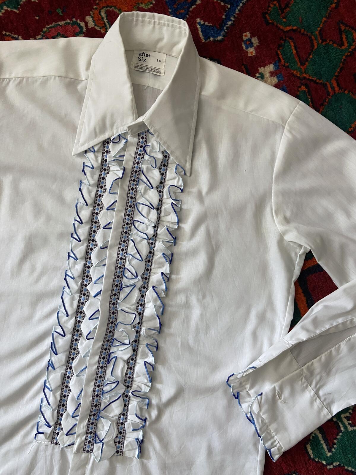 Vintage 1970s After Six White Ruffle Shirt