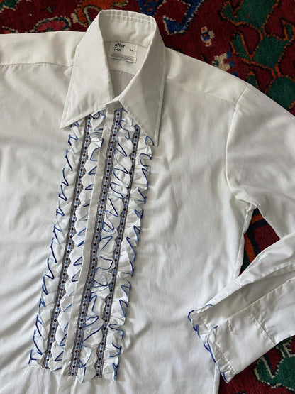 Vintage 1970s After Six White Ruffle Shirt