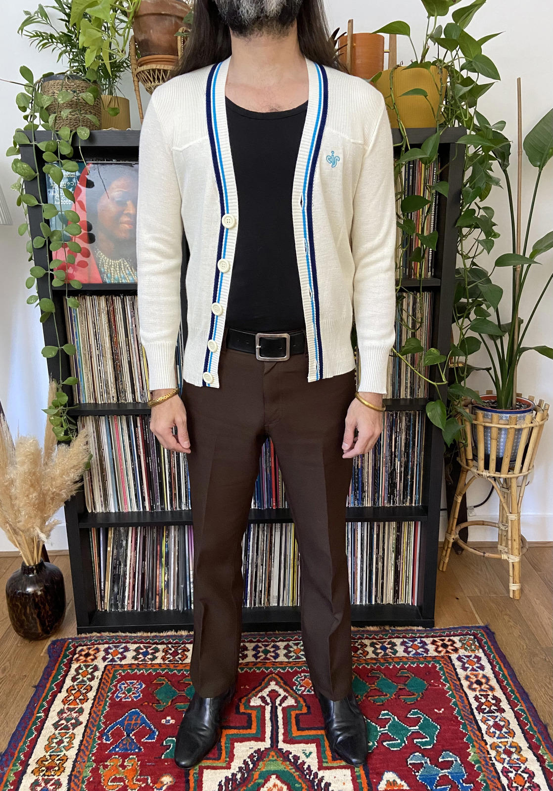 Vintage 1980s Cream Sporty Cardigan