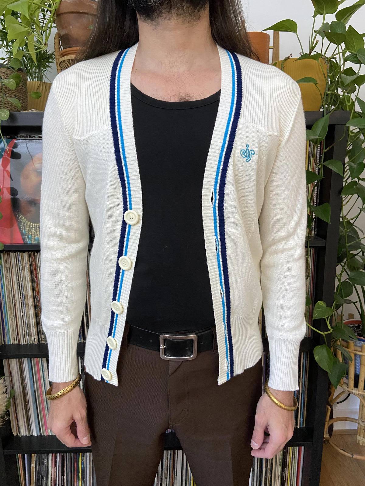 Vintage 1980s Cream Sporty Cardigan