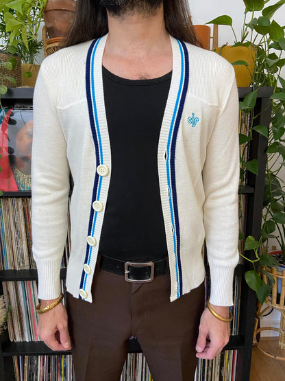 Vintage 1980s Cream Sporty Cardigan