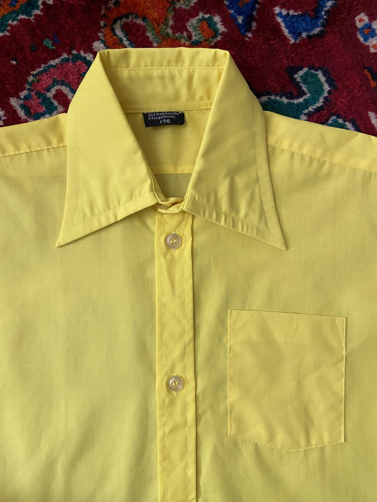 Vintage 1970s Bright Yellow Dagger Collar Shirt