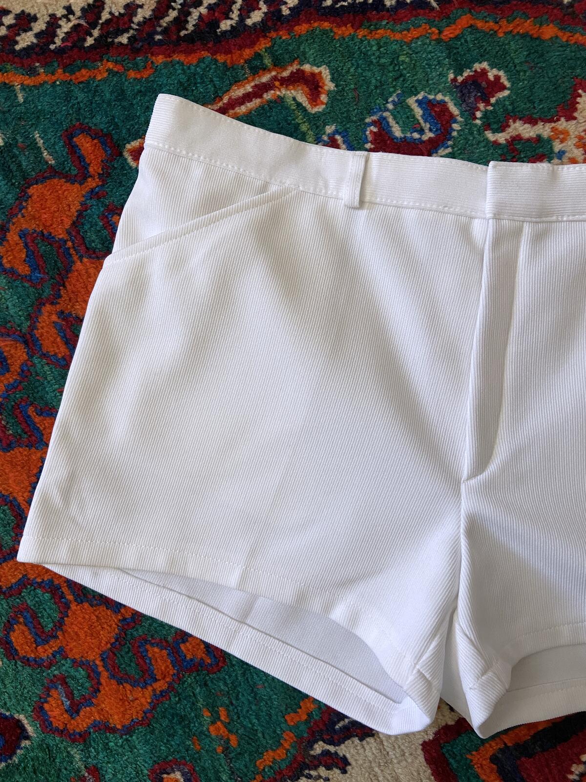 Vintage 1970s White Ribbed Sports Shorts
