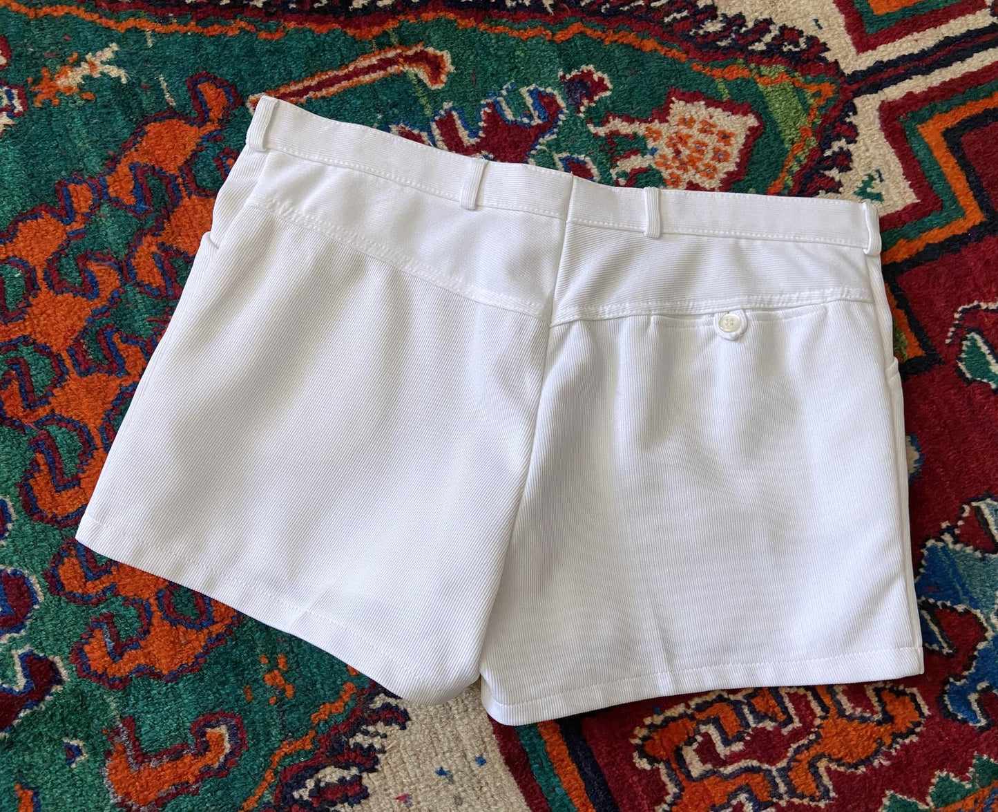 Vintage 1970s White Ribbed Sports Shorts