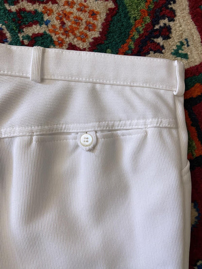 Vintage 1970s White Ribbed Sports Shorts