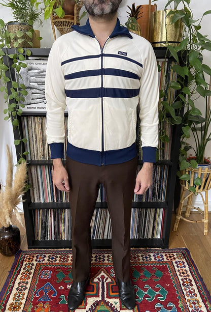 Vintage 1980s White & Navy Track Top