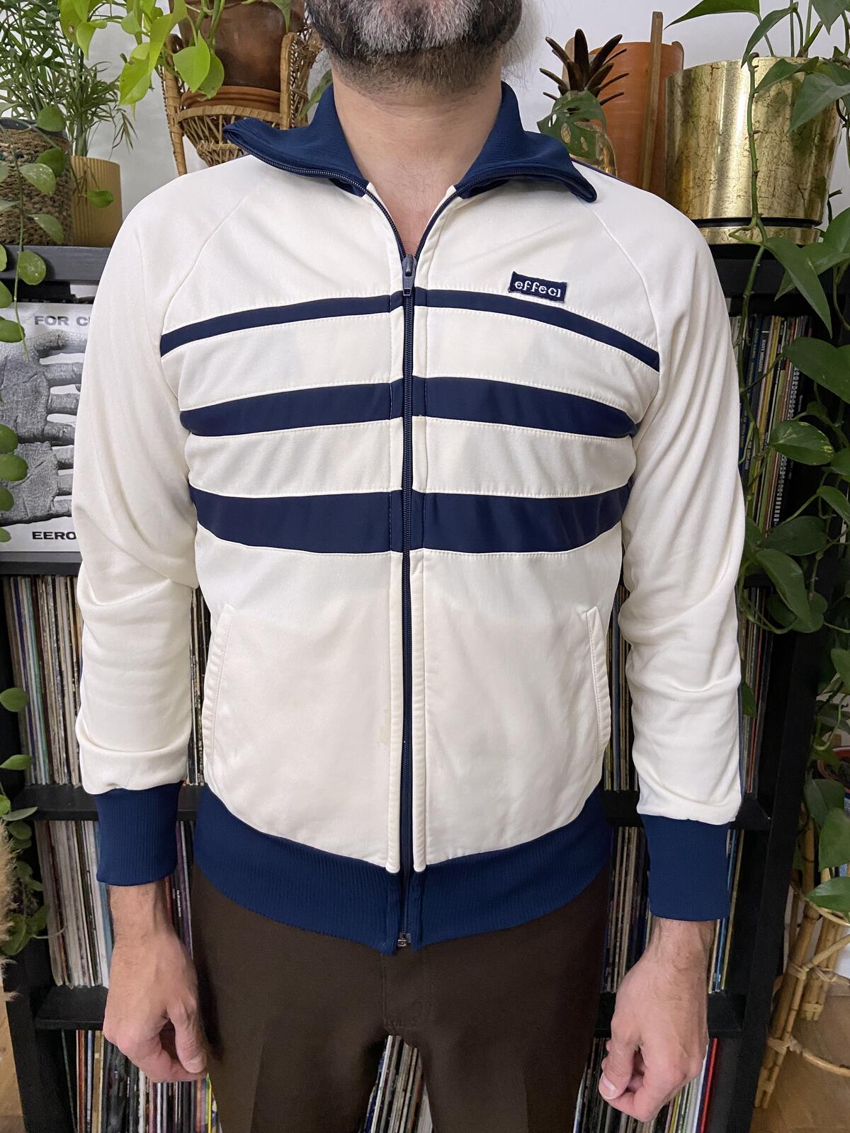 Vintage 1980s White & Navy Track Top