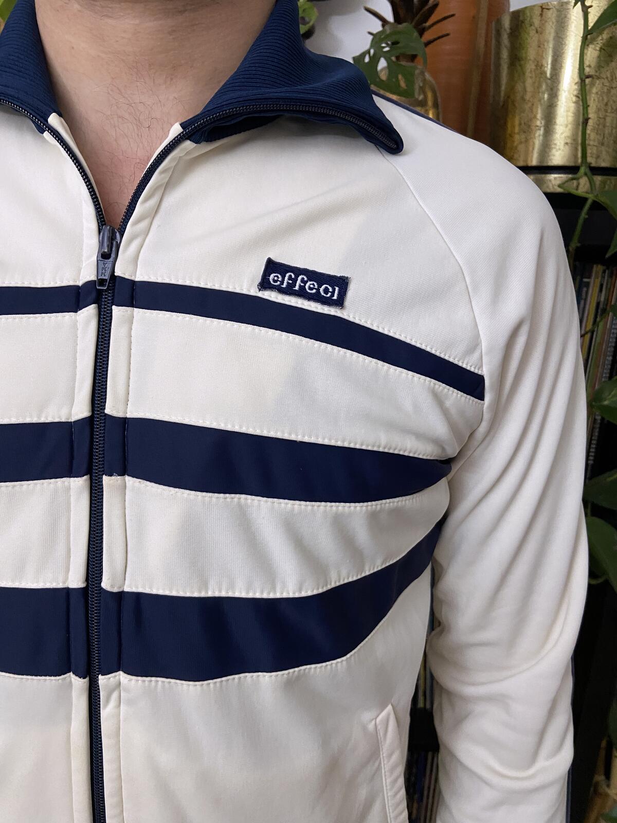 Vintage 1980s White & Navy Track Top
