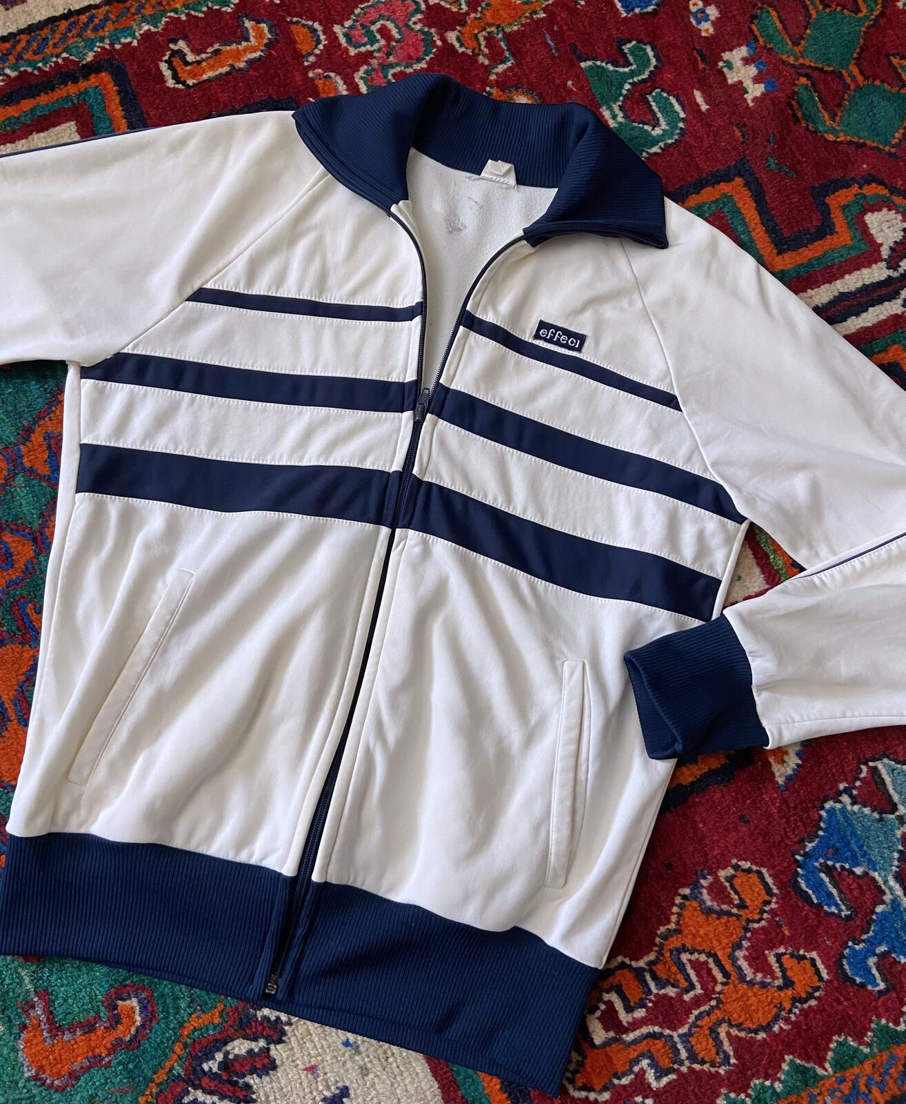Vintage 1980s White & Navy Track Top