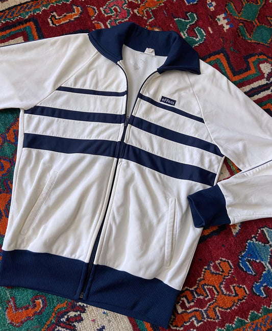 Vintage 1980s White & Navy Track Top
