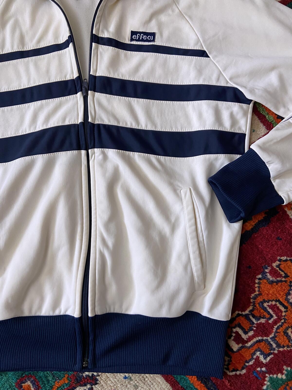 Vintage 1980s White & Navy Track Top